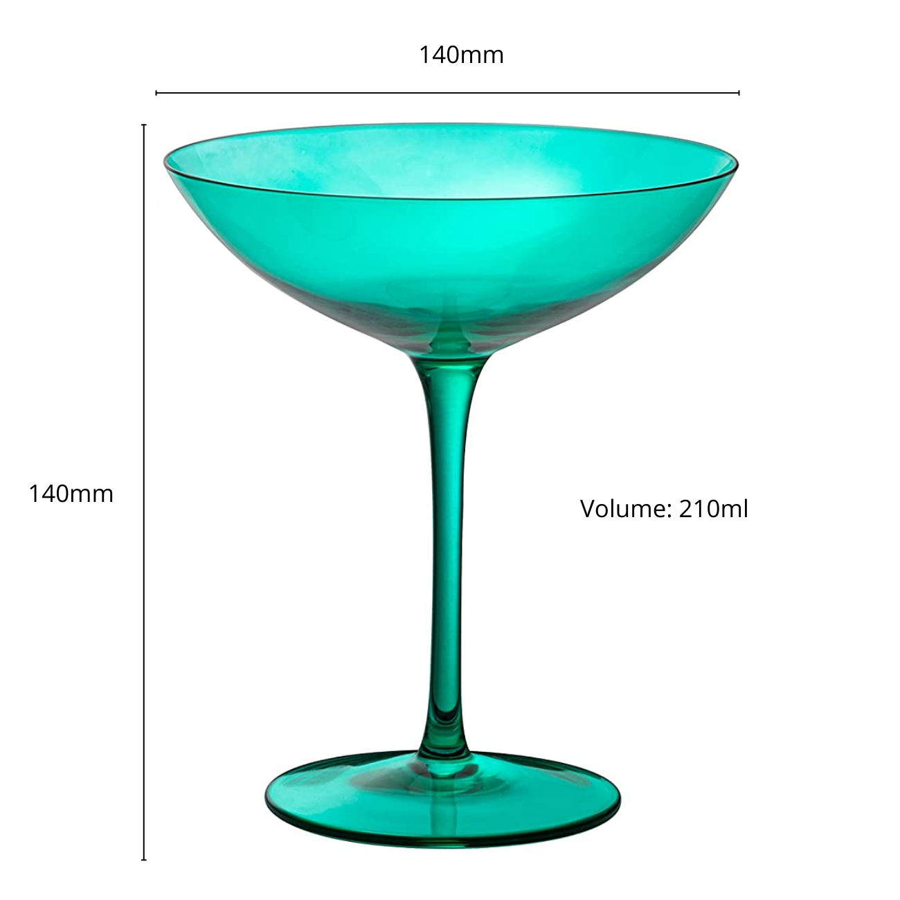 Champagne Coupes 12oz by The Wine Savant - Colorful Champagne Glasses, Prosecco, Mimosa Glasses Set, Cocktail Glass Set, Bar Glassware Luster Glasses (2, Teal)-5