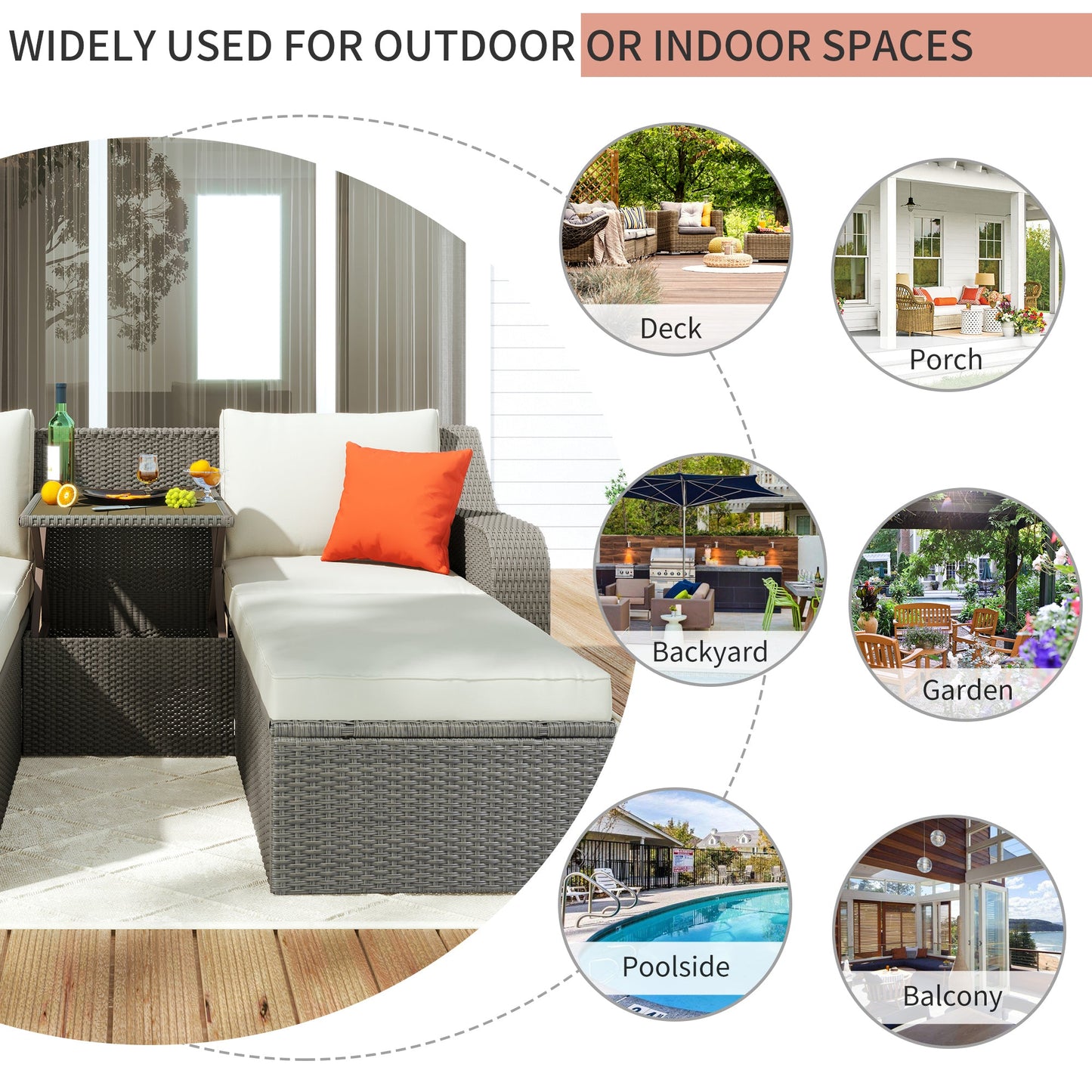 U_STYLE Patio Furniture Sets, 3-Piece Patio Wicker Sofa with Cushions, Pillows, Ottomans and Lift Top Coffee Table-15