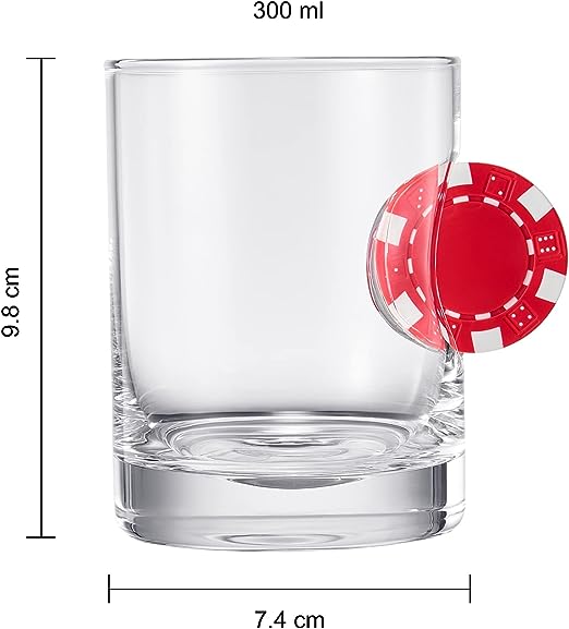 Poker Chip Whiskey & Wine Glasses | SINGLE | Up The Ante Stuck In The Glass Poker Chip Cocktail Glassware, Gambler Gift, Artisanal Crystal Glassware - Gift Idea for Him, Summer, Housewarming (20 OZ)-3