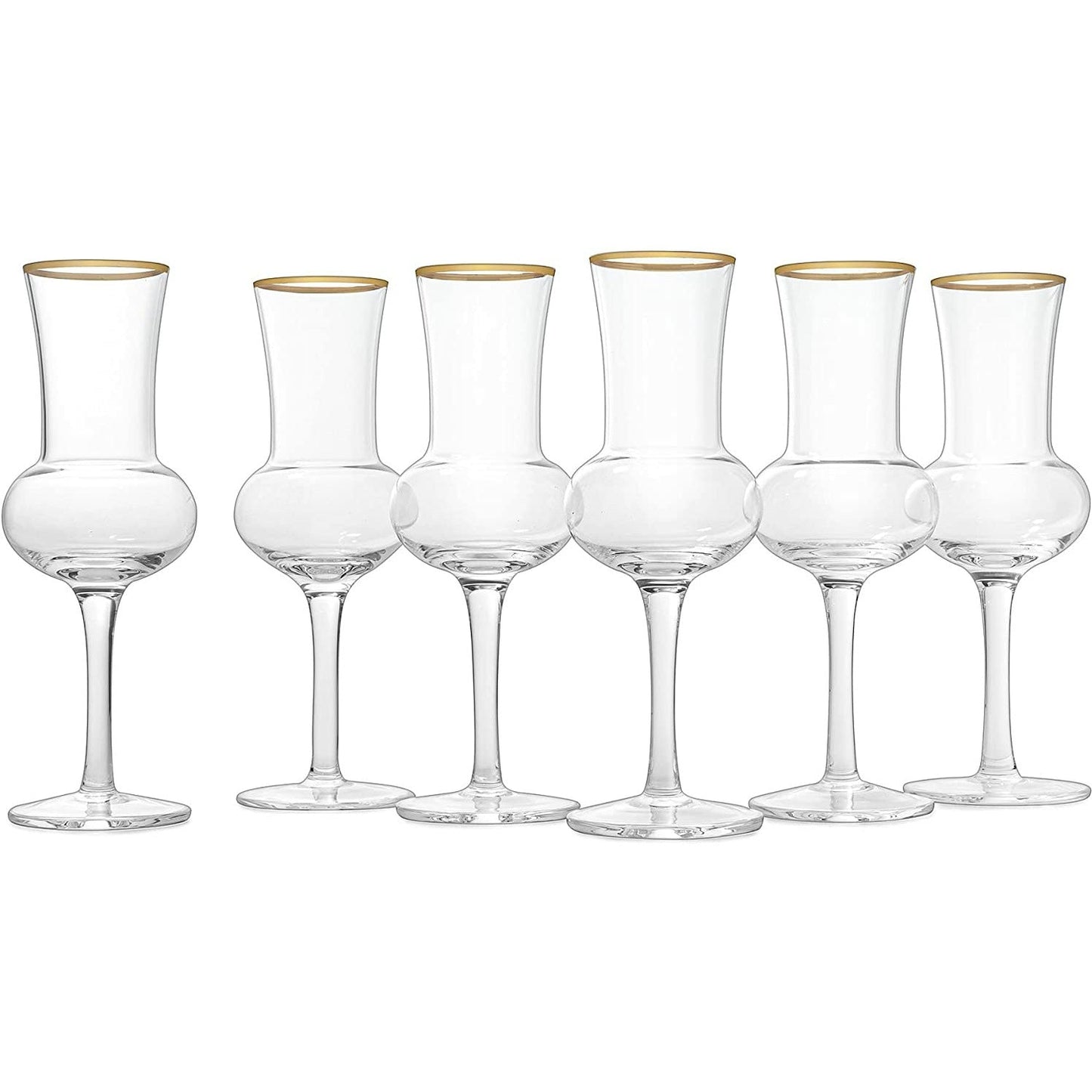 The Wine Savant Crystal Set of 6 Grappa Glasses 3oz Post Dinner Drinks, Italian Tulip Shape, Tasting Glasses, Perfect For Nosing and Sipping, Glasses for Absinthe, Aperol, Sherry, Aperitif, Scotch-5