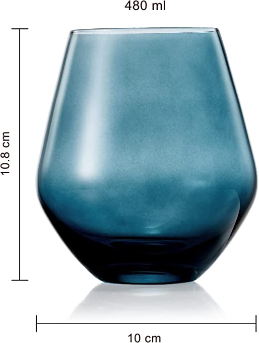 Colored Stemless Crystal Wine Glass Set of 6, Gift For Her, Him, Wife, Friend - Large 16 oz Glasses, Unique Italian Style Tall Drinkware - Red & White, Dinner, Color Beautiful Glassware - (Pastel)-6