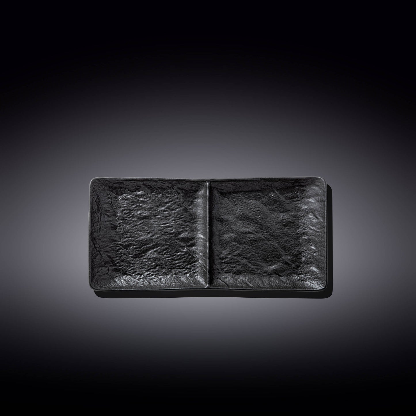 Set Of 3 Black Porcelain Slate look Rectangular 2 Section Dish 10.5" inch X 5" inch-0