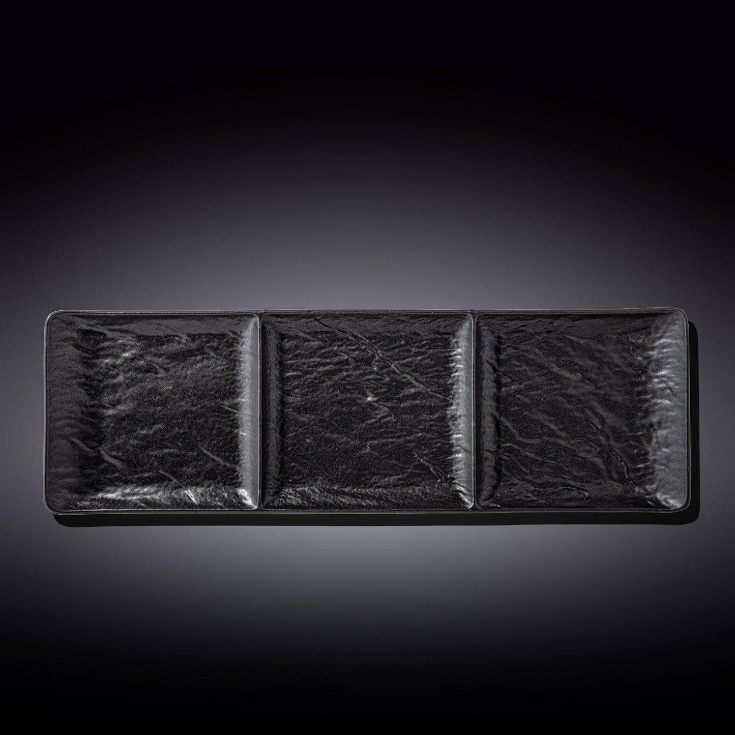 Set Of 3 Black Porcelain Slate look Rectangular 3 Section Dish 16" inch X 5" inch | 40.5 X 13 Cm-0