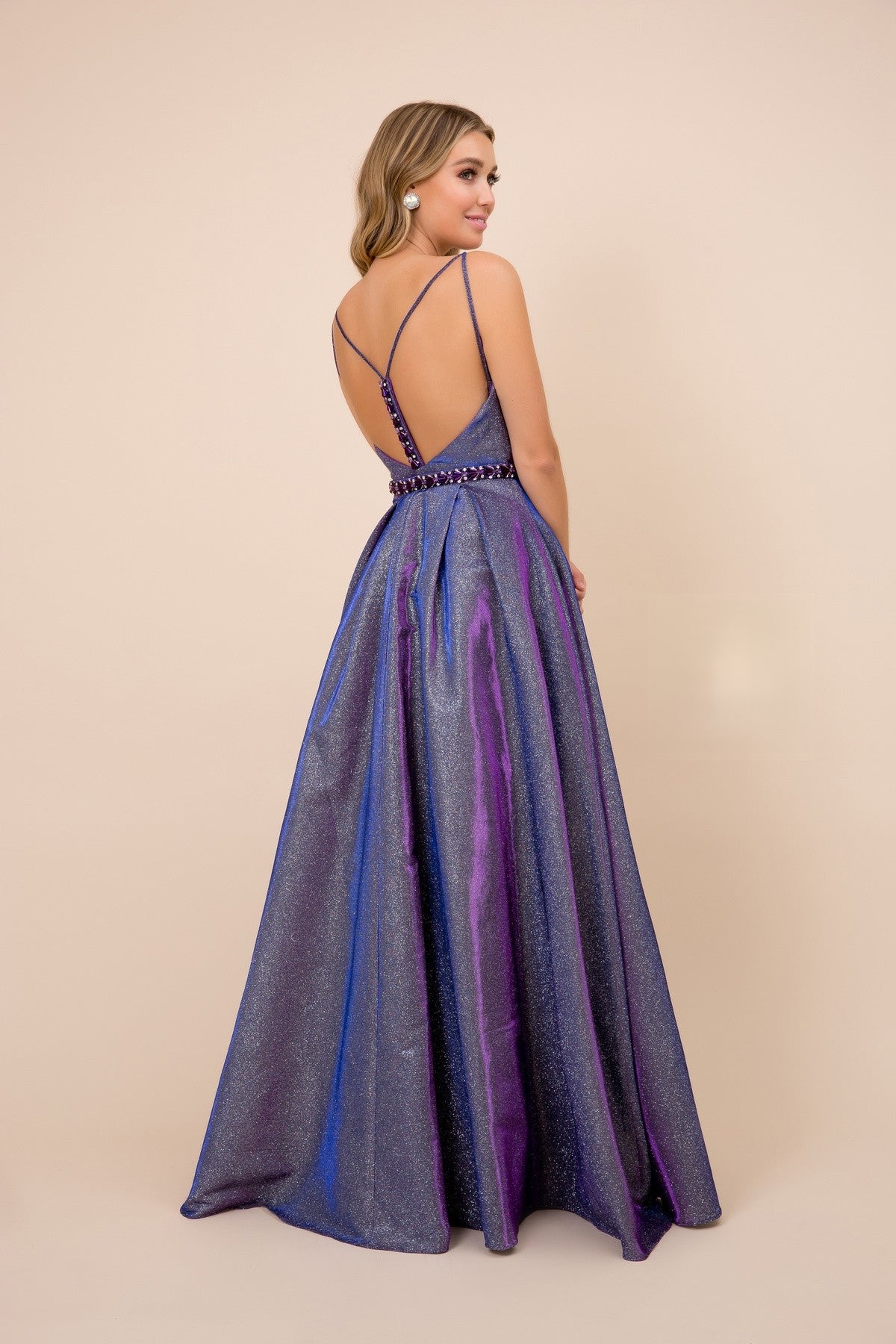 Square Neck Illusion Inset Fairytale A-Line Long Prom Dress NXM271-5