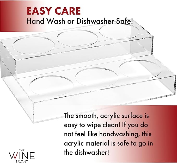 Acrylic Bottle Holder, Coffee Syrup Rack Display Case | 2-Tiered 6 Bottle | Wine Bar Bottle Rack, Clear Shelf Rack for Kitchen, Countertop, Fridge Pantry Storage Organizer - Wine, Soda, Cans, Liquor-4