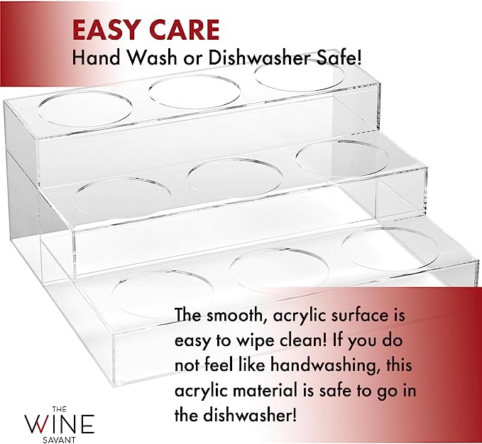 Acrylic Bottle Holder, Coffee Syrup Rack Display Case | 3-Tiered 9 Bottle | Wine Bar Bottle Rack, Clear Shelf Rack for Kitchen, Countertop, Fridge Pantry Storage Organizer - Wine, Soda, Cans, Liquor-4