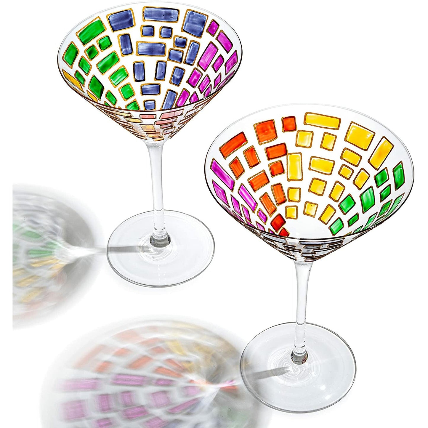 Renaissance Holiday Stained Glass Windows, Artisanal Hand Painted Glassware - The Wine Savant - Gift Idea Her, Him, Birthday, Mom, Housewarming, Gifts Ideas for Women & Men (Martini Glasses)-7