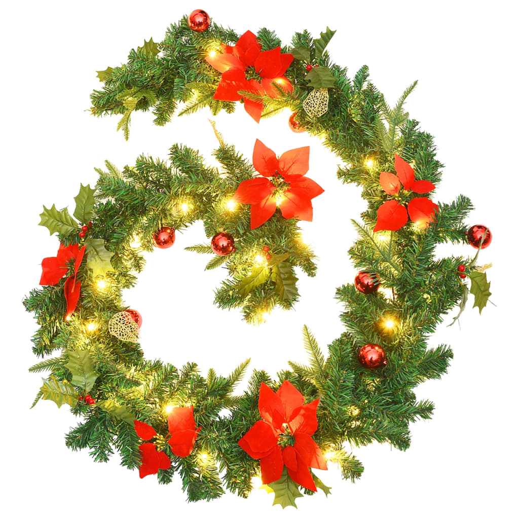 vidaXL Christmas Garland with LED Lights PVC Ornament Decoration Multi Colors-2