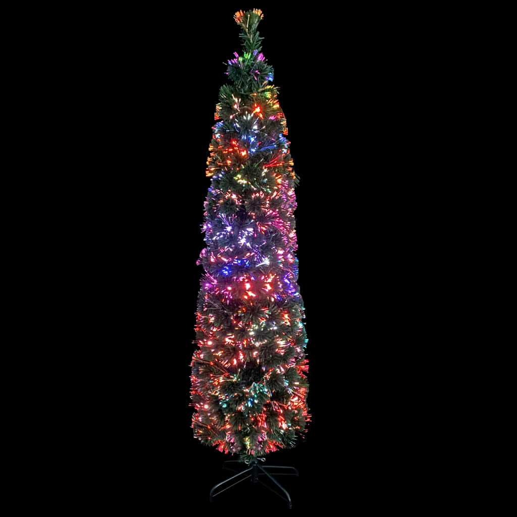 vidaXL Artificial Slim Christmas Tree with Stand Fiber Optic Decor Multi Sizes-5