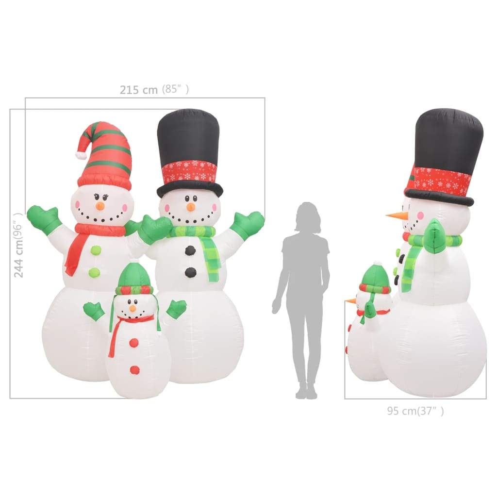 vidaXL Christmas Inflatable Snowmen Family LED IP44 94.5"-4