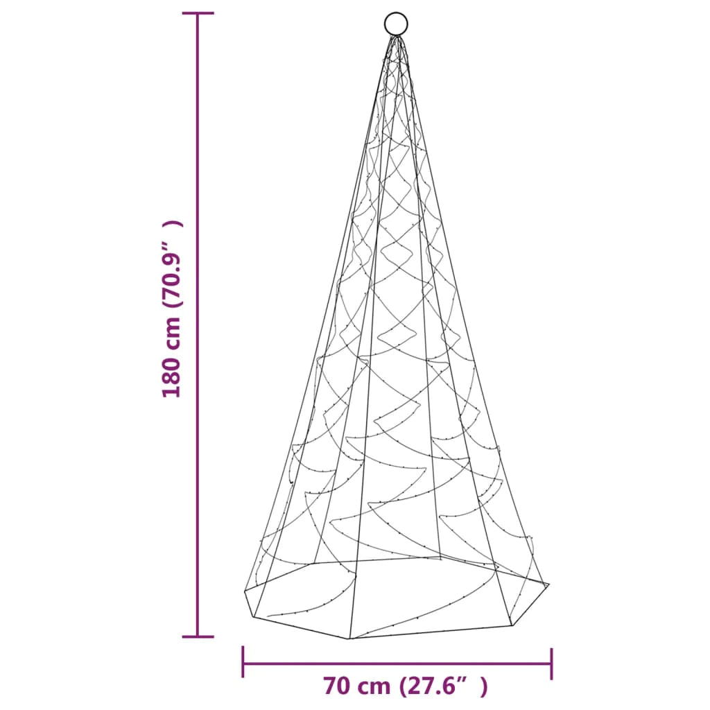 vidaXL Christmas Tree on Flagpole Warm White 200 LEDs 6 ft-10