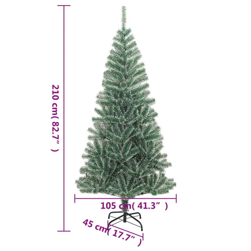 vidaXL Artificial Christmas Tree with Flocked Snow Green 82.7""-5