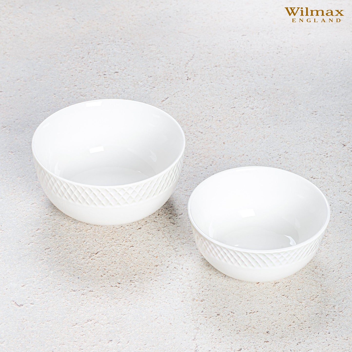 White Dining Bowls With Embossed Design, Set of Seven In A Gift Box-12