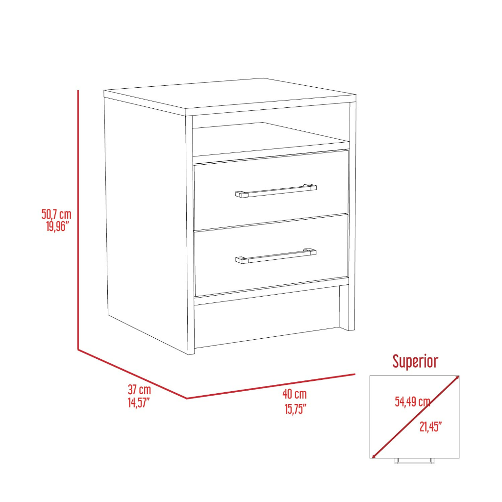 Nightstand Cartiz, Two Drawers, Light Oak Finish-8