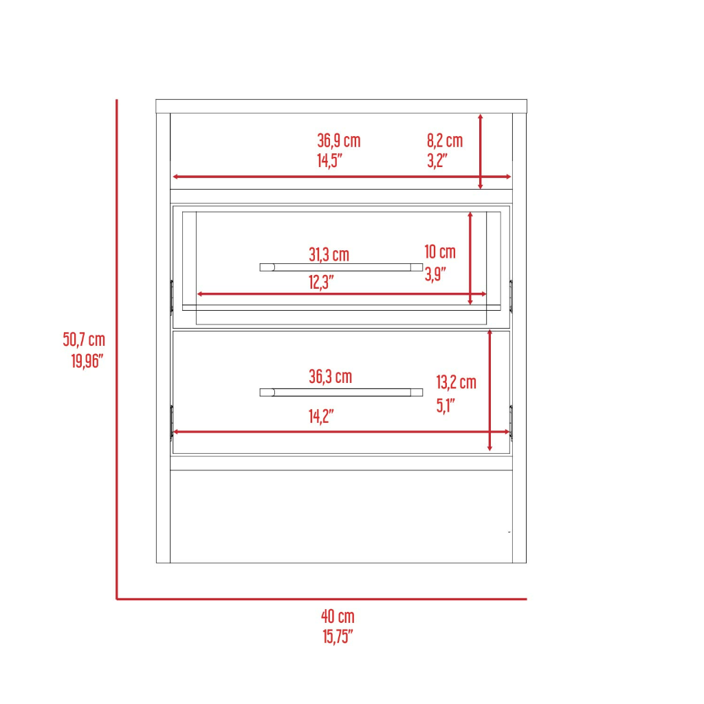 Nightstand Cartiz, Two Drawers, Smokey Oak Finish-8