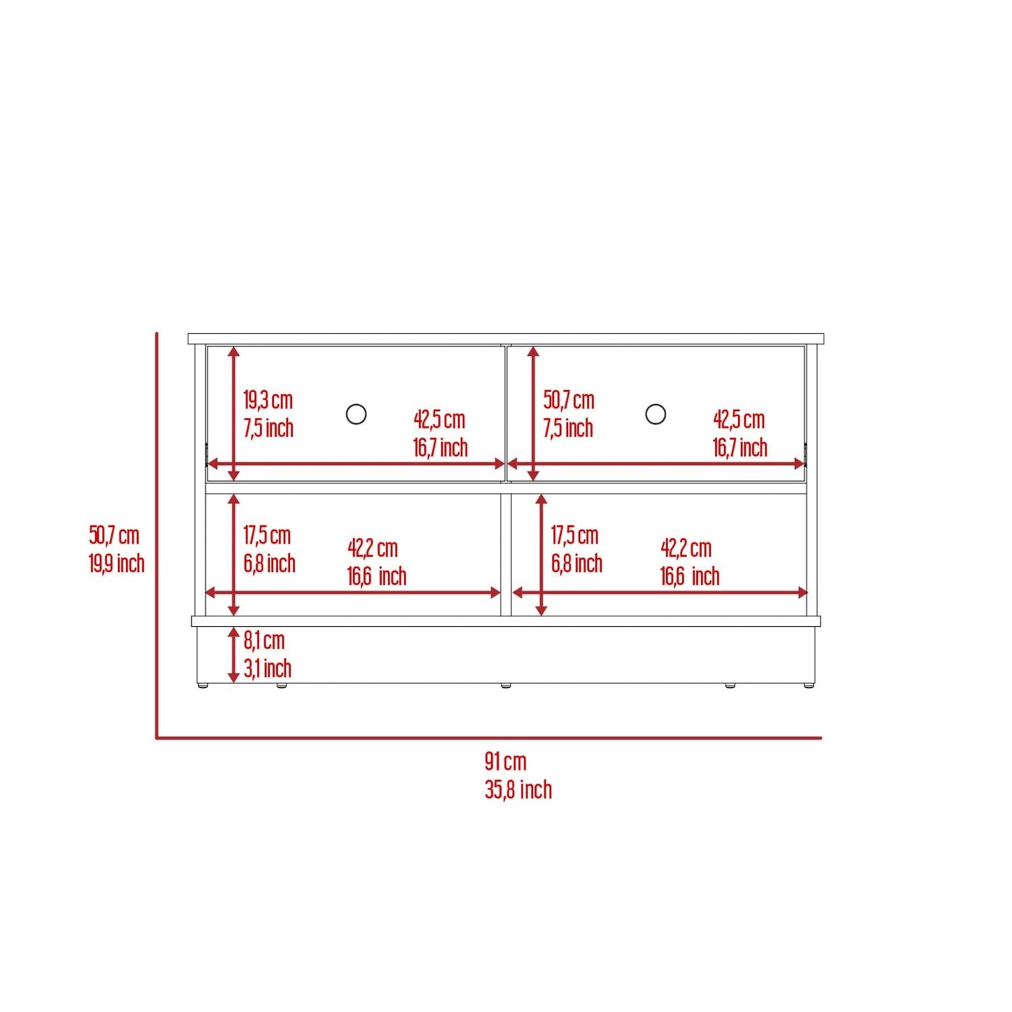 Storage Bench Beji, Lower Shelf, Two Drawers, Black Wengue Finish-8
