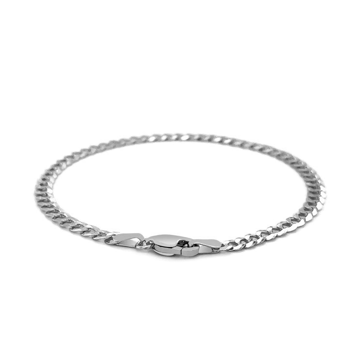 3.6mm 14k White Gold Solid Curb Bracelet-2