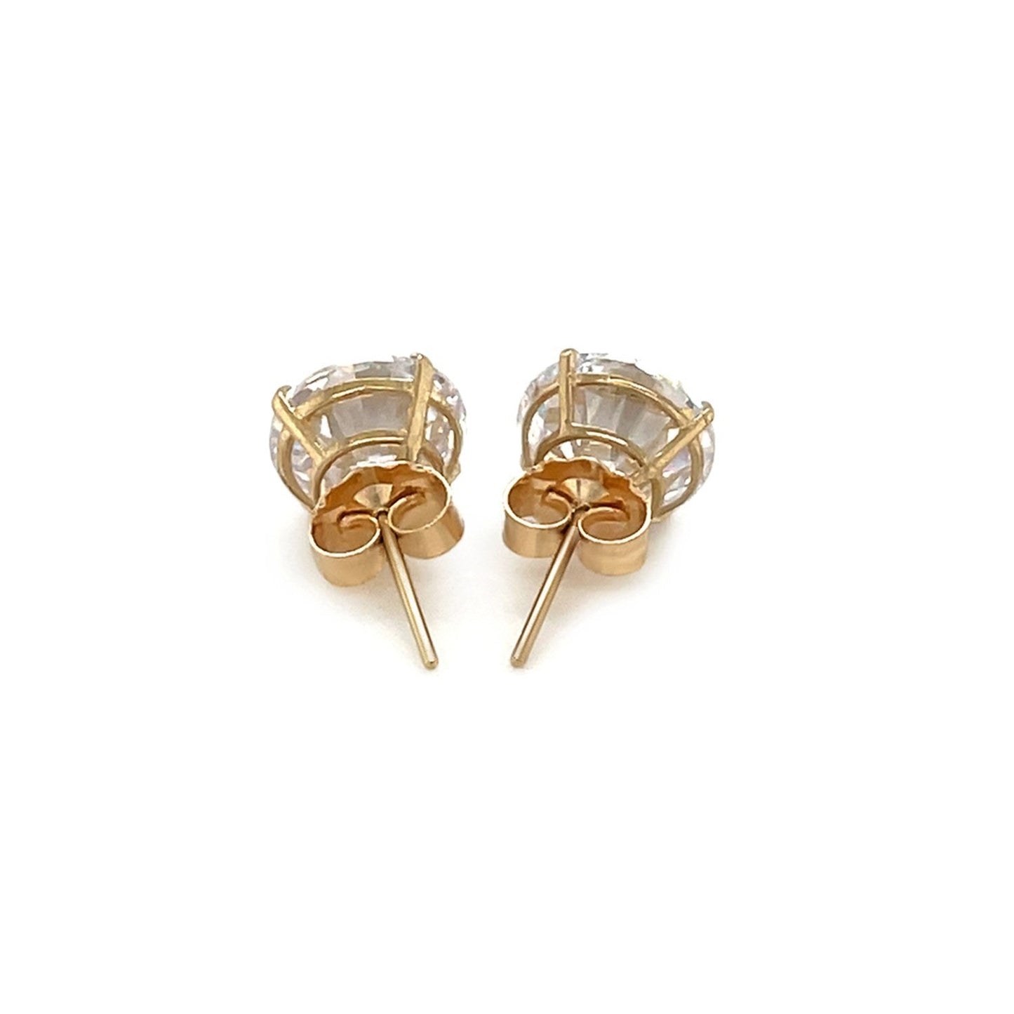 14k Yellow Gold 8.0mm Round CZ Stud Earrings-2