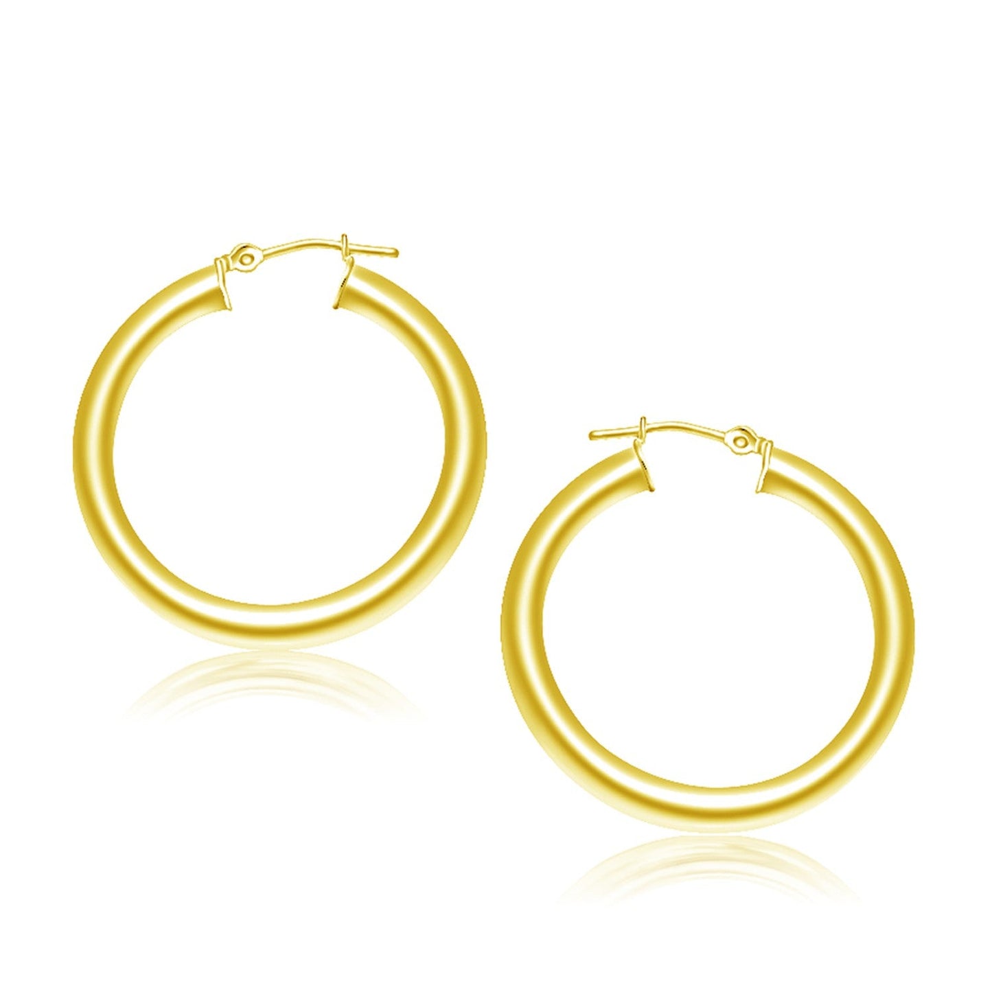 14k Yellow Gold Polished Hoop Earrings (30 mm)-0