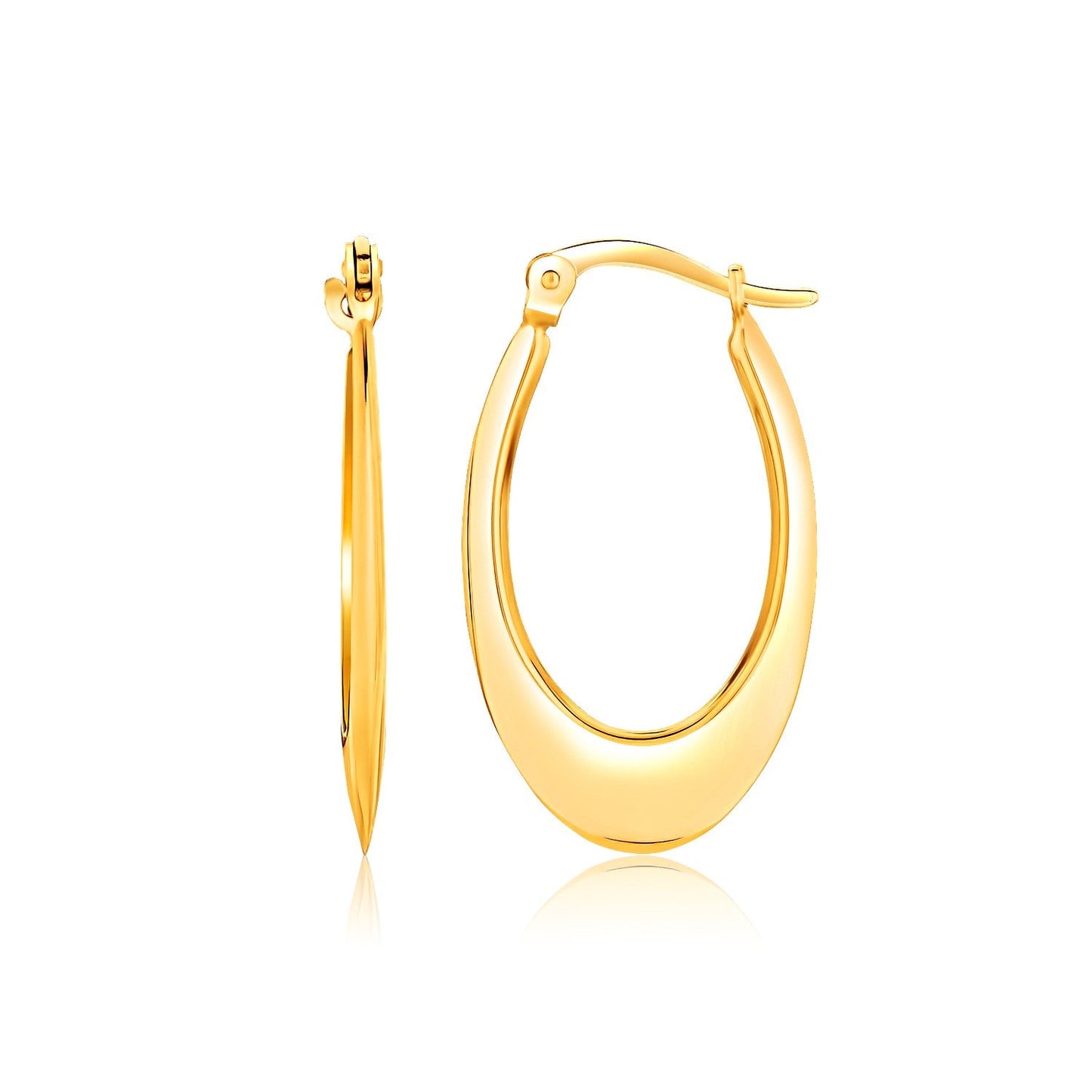 14k Yellow Gold Puffed Graduated Open Oval Earrings-0