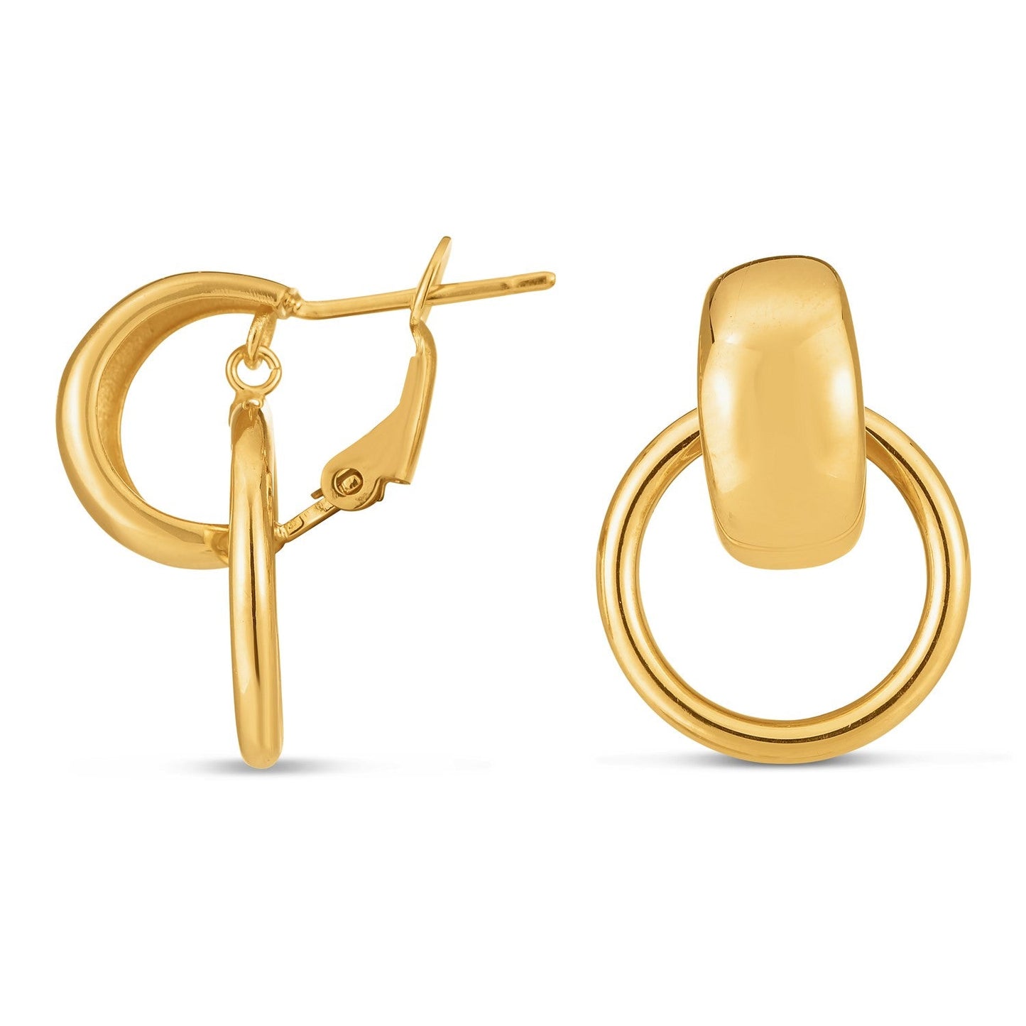 14k Yellow Gold Interlocking Omega Hoops-1