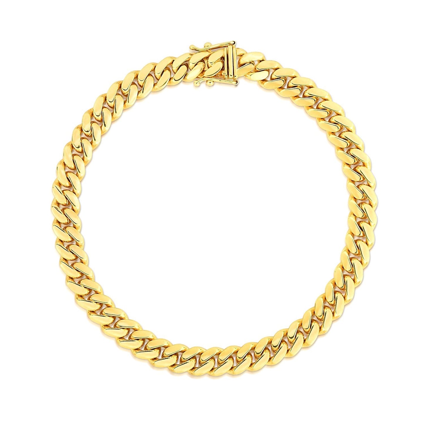 7.0mm 10k Yellow Gold Classic Miami Cuban Solid Bracelet-1