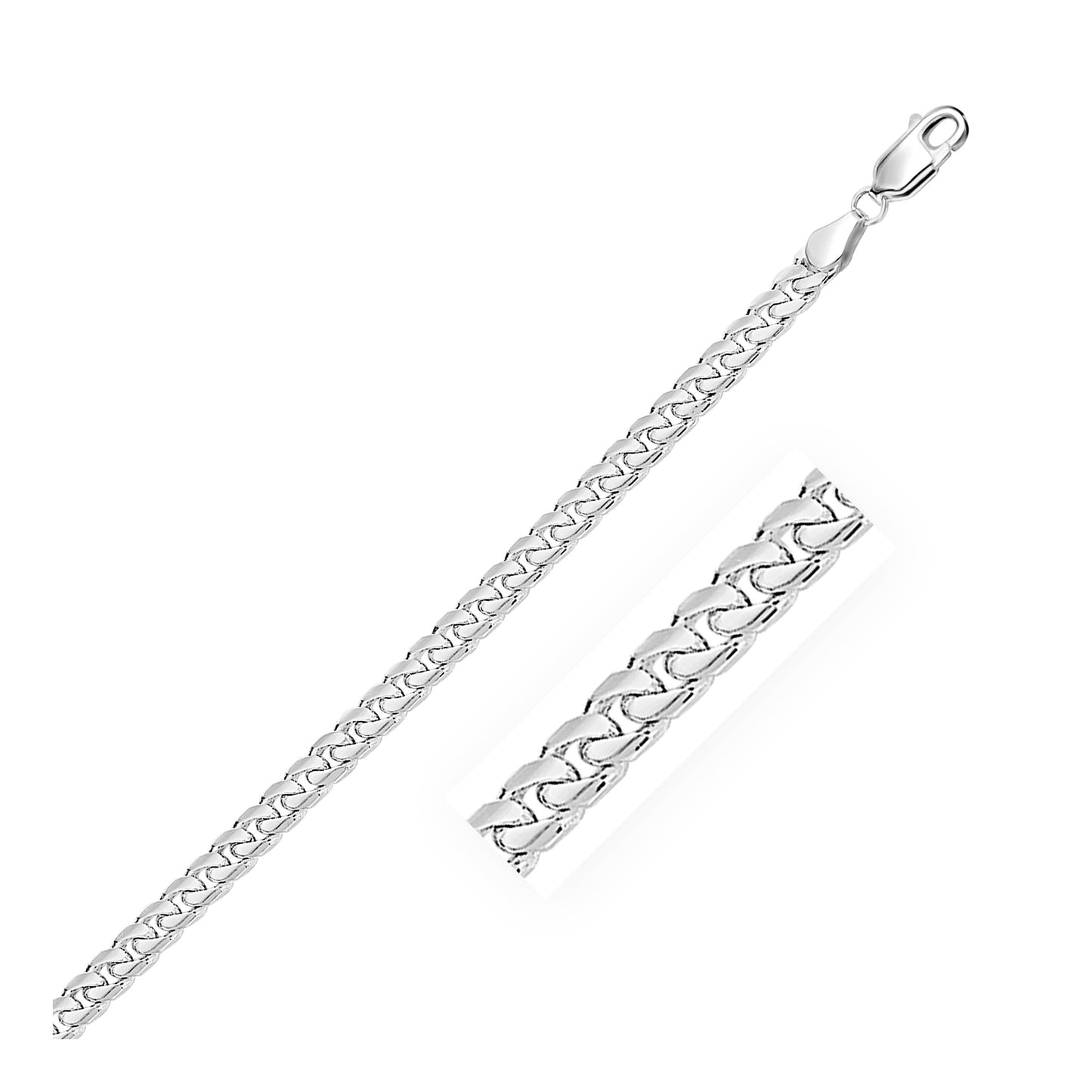 4.4mm 14k White Gold Solid Miami Cuban Bracelet-0
