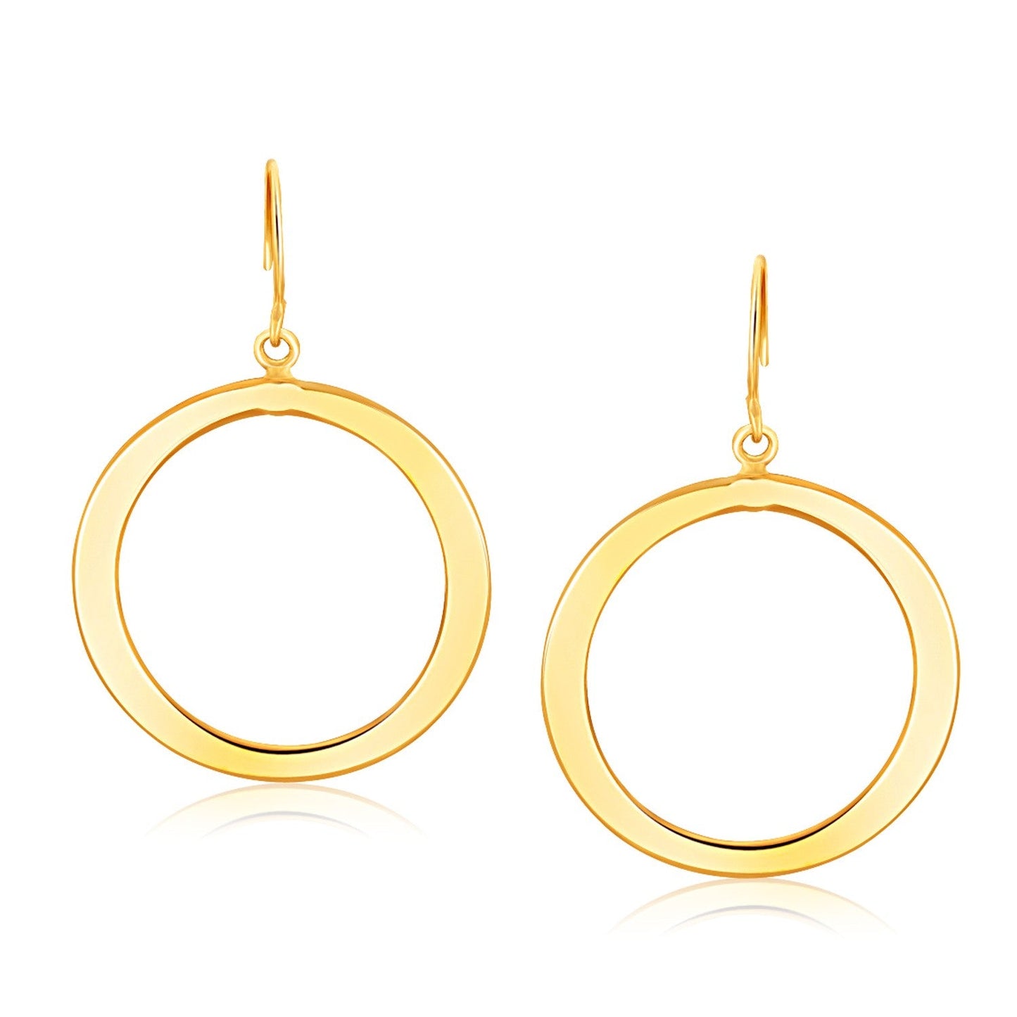 14k Yellow Gold Flat Open Tube Round Earrings-0