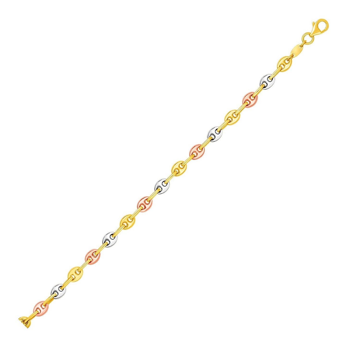 14k Tri Color Gold Mariner Link Anklet-0