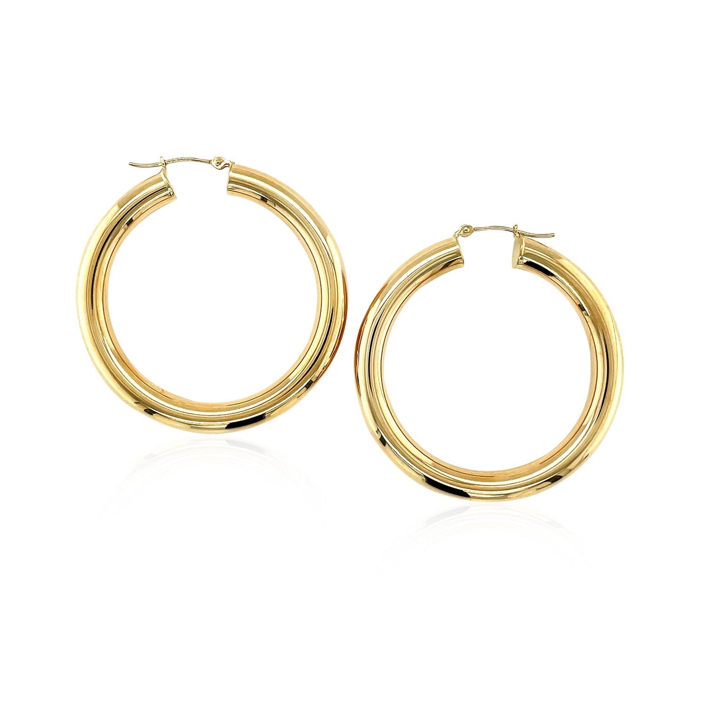 14k Yellow Gold Polished Hoop Earrings (40 mm)-1
