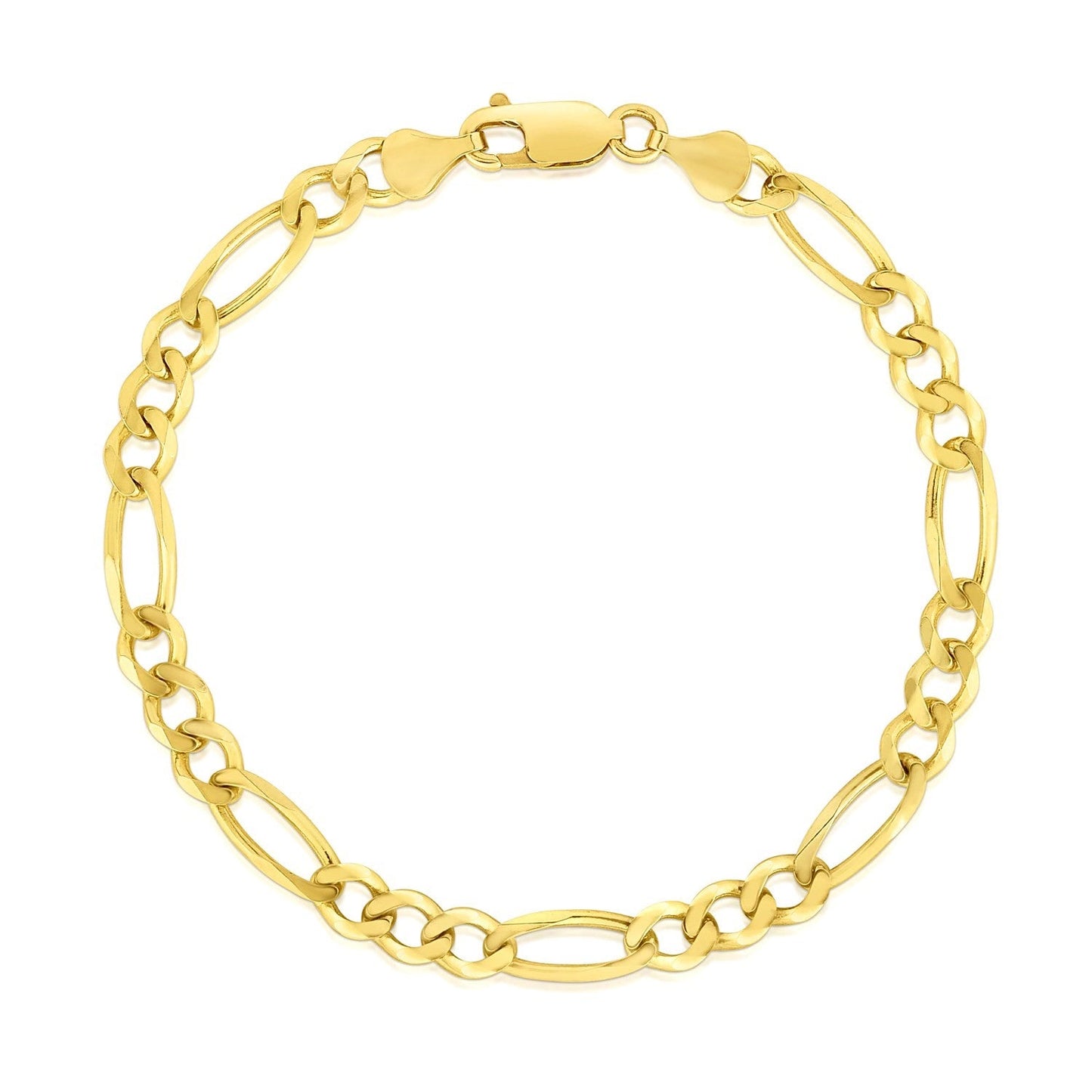 4.5mm 10k Yellow Gold Solid Figaro Bracelet-1