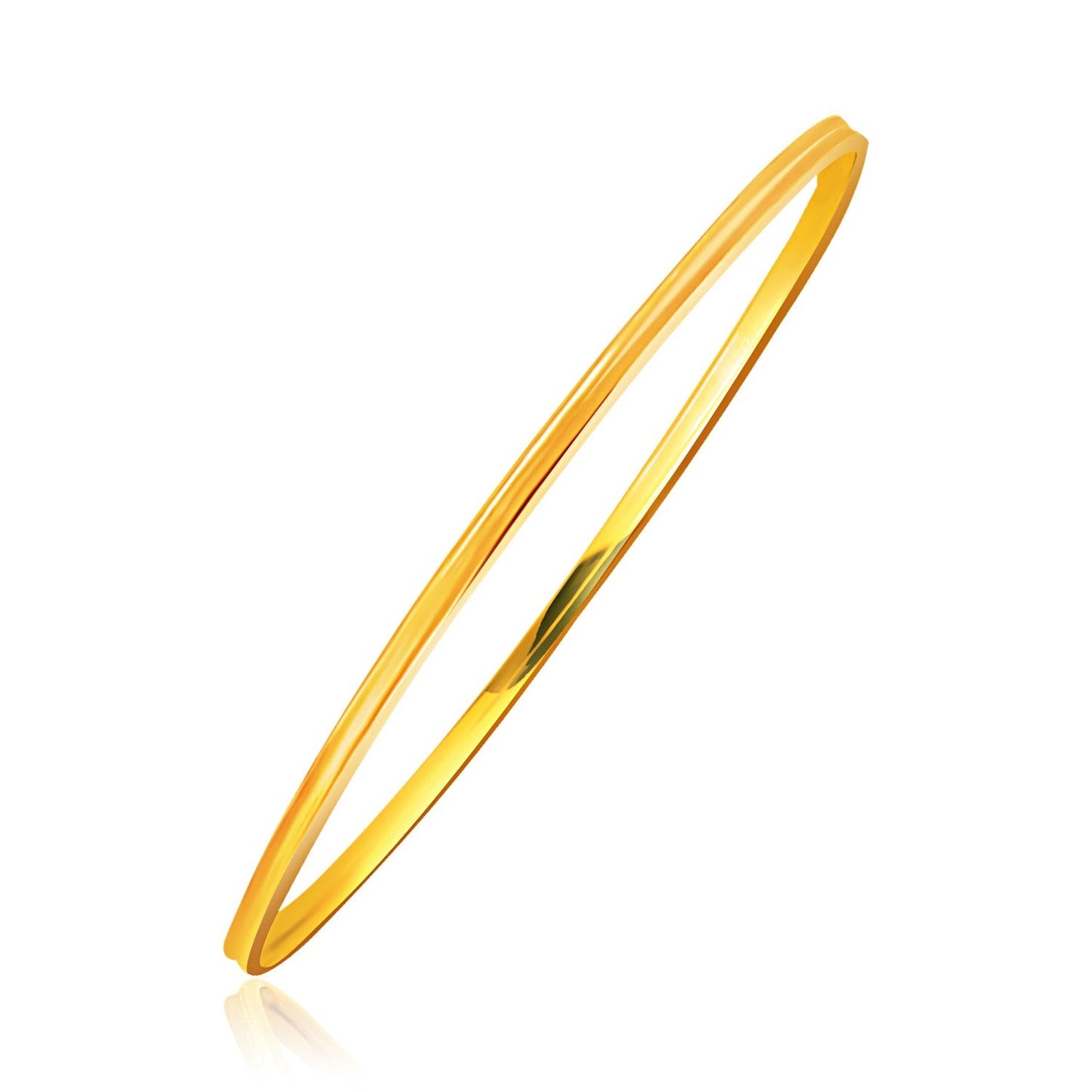 14k Yellow Gold Concave Motif Thin Stackable Bangle-0