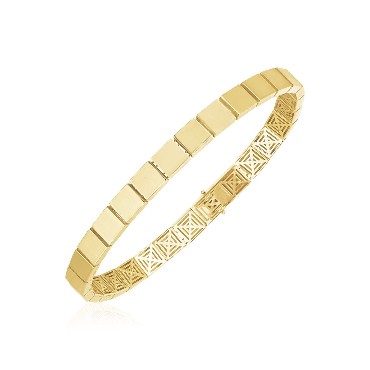 14k Yellow Gold High Polish Square Edge Link Bracelet-0