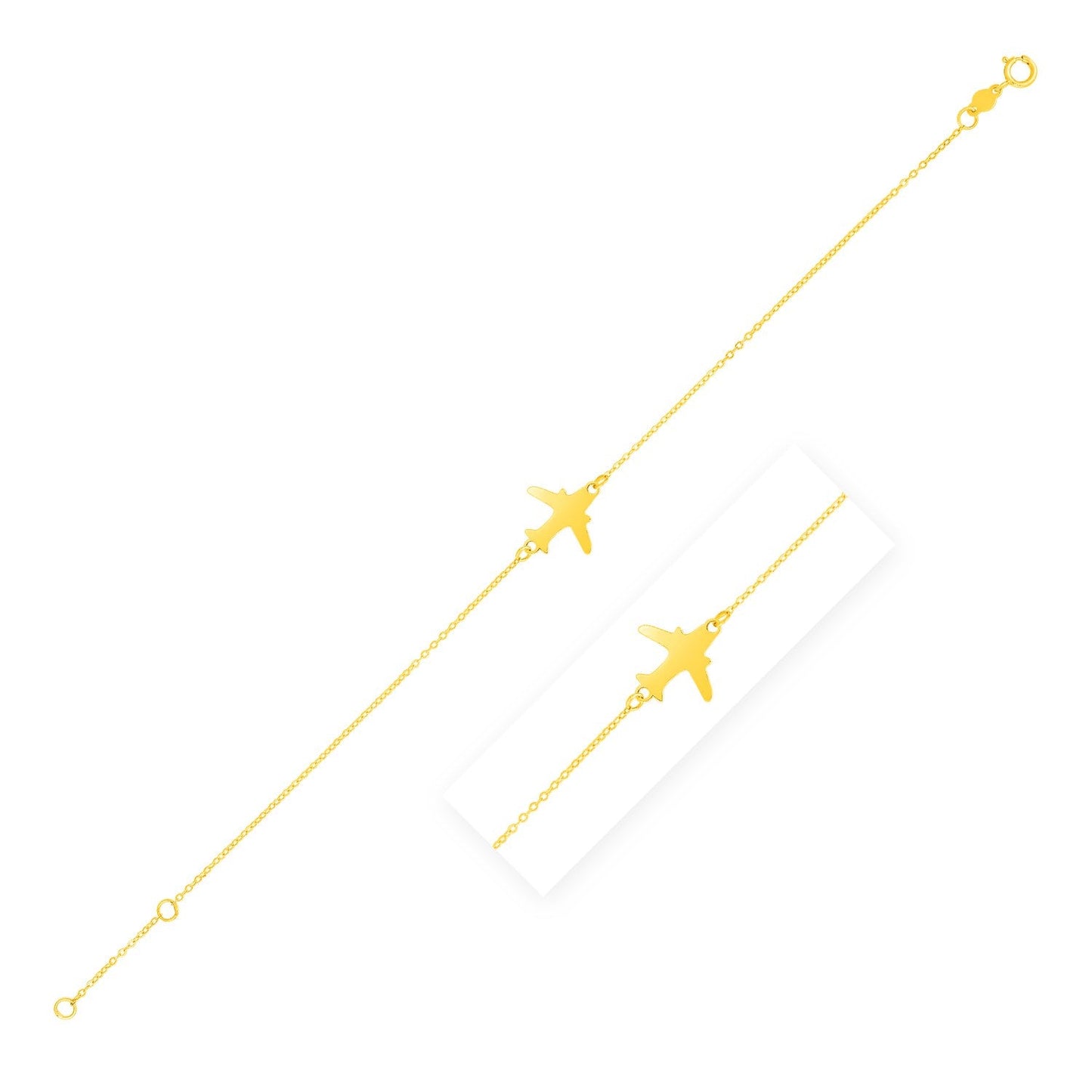14K Yellow Gold Airplane Bracelet-0