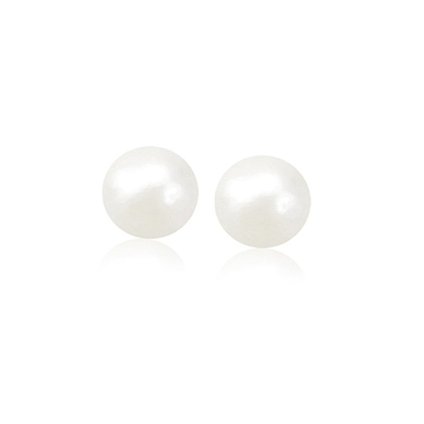 14k Yellow Gold Freshwater Cultured White Pearl Stud Earrings (8.0 mm)-0