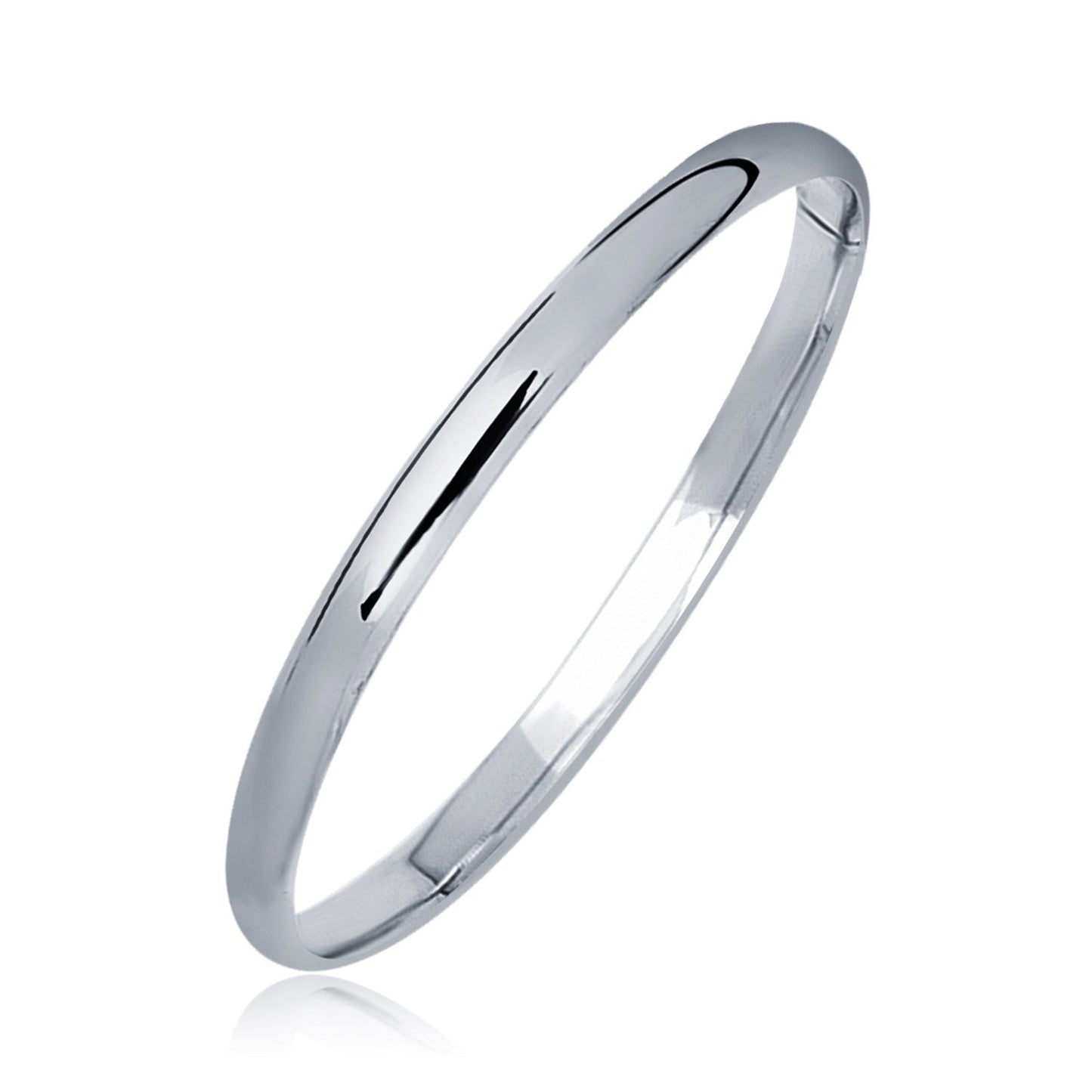 14k White Gold Dome Children's Bangle with a Polished Finish-0