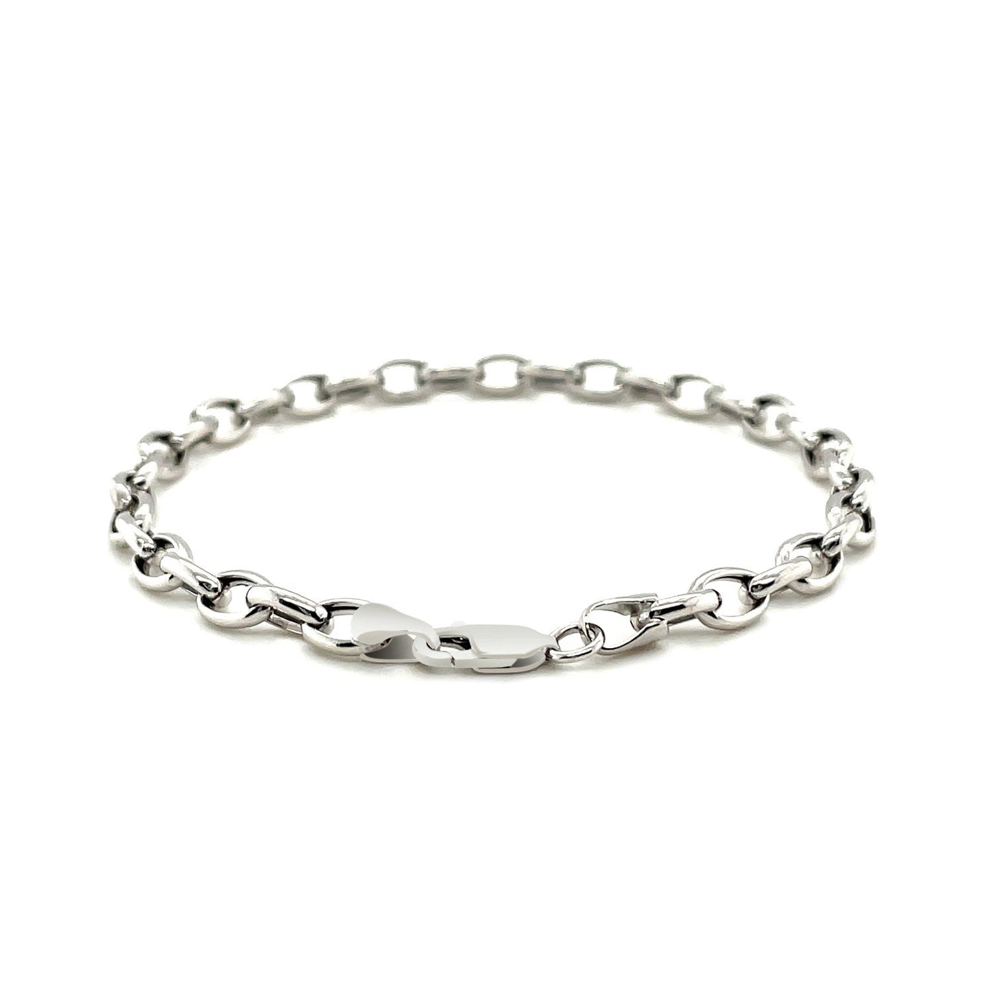 4.6mm 14k White Gold Oval Rolo Bracelet-2