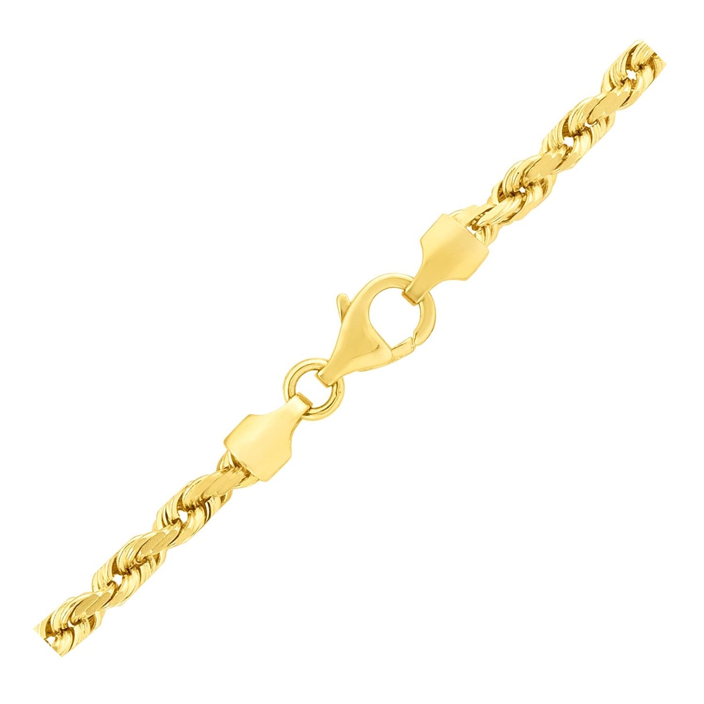 4.0mm 14k Yellow Gold Solid Diamond Cut Rope Bracelet-2