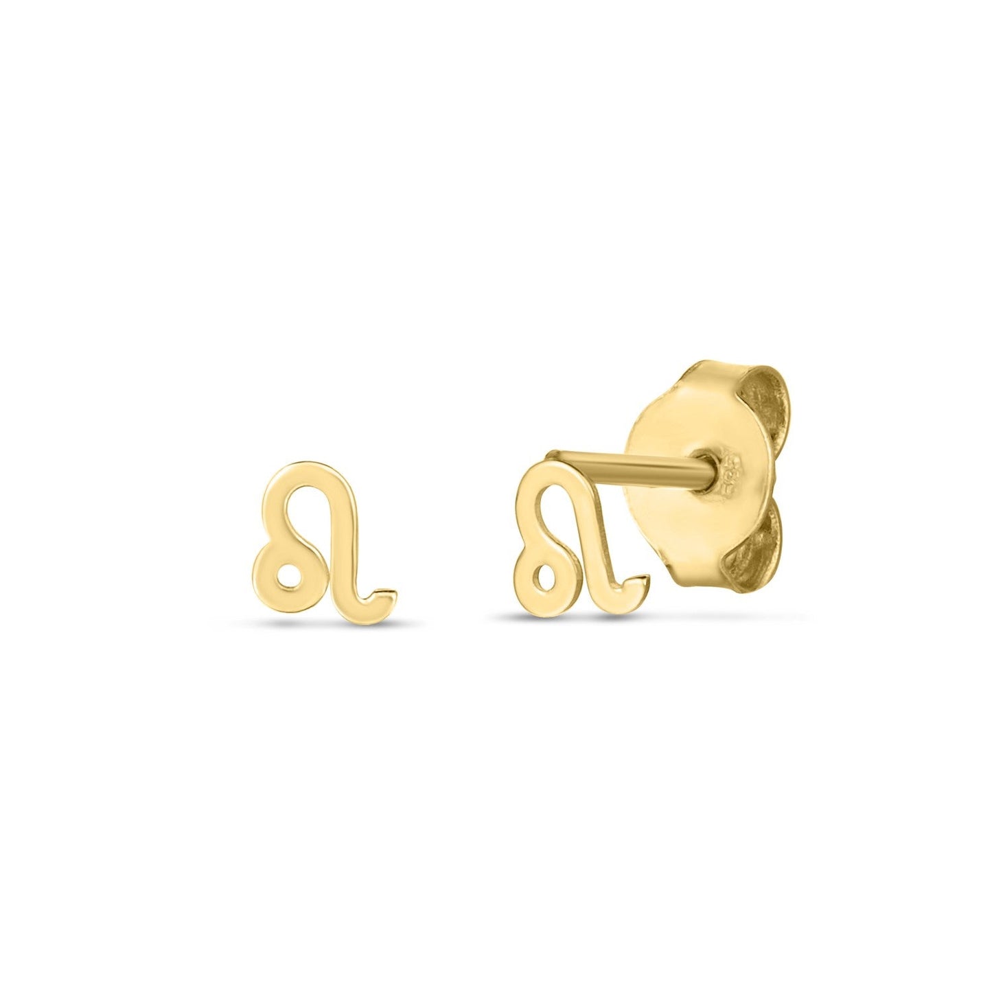 14k Yellow Gold Leo Stud Earrings-0