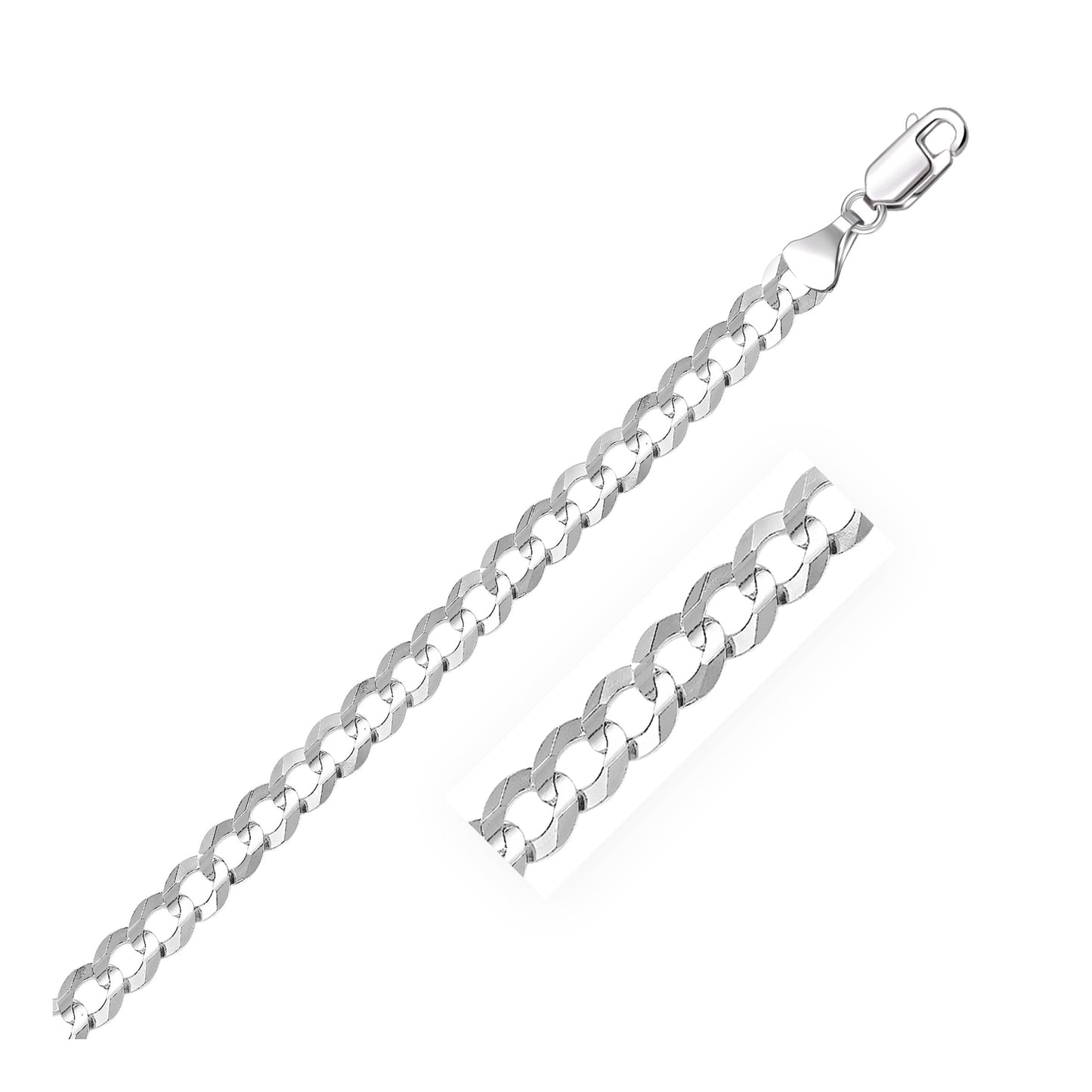 5.7mm 14k White Gold Solid Curb Bracelet-0