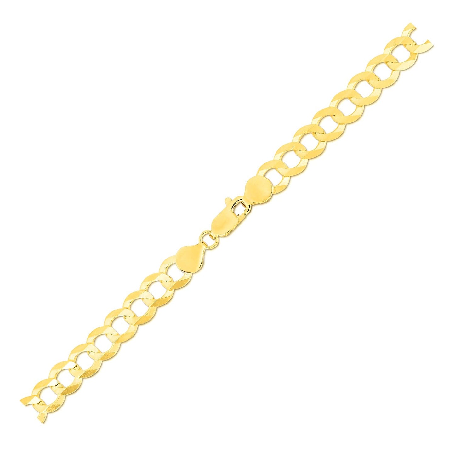 7.0mm 14k Yellow Gold Solid Curb Bracelet-1