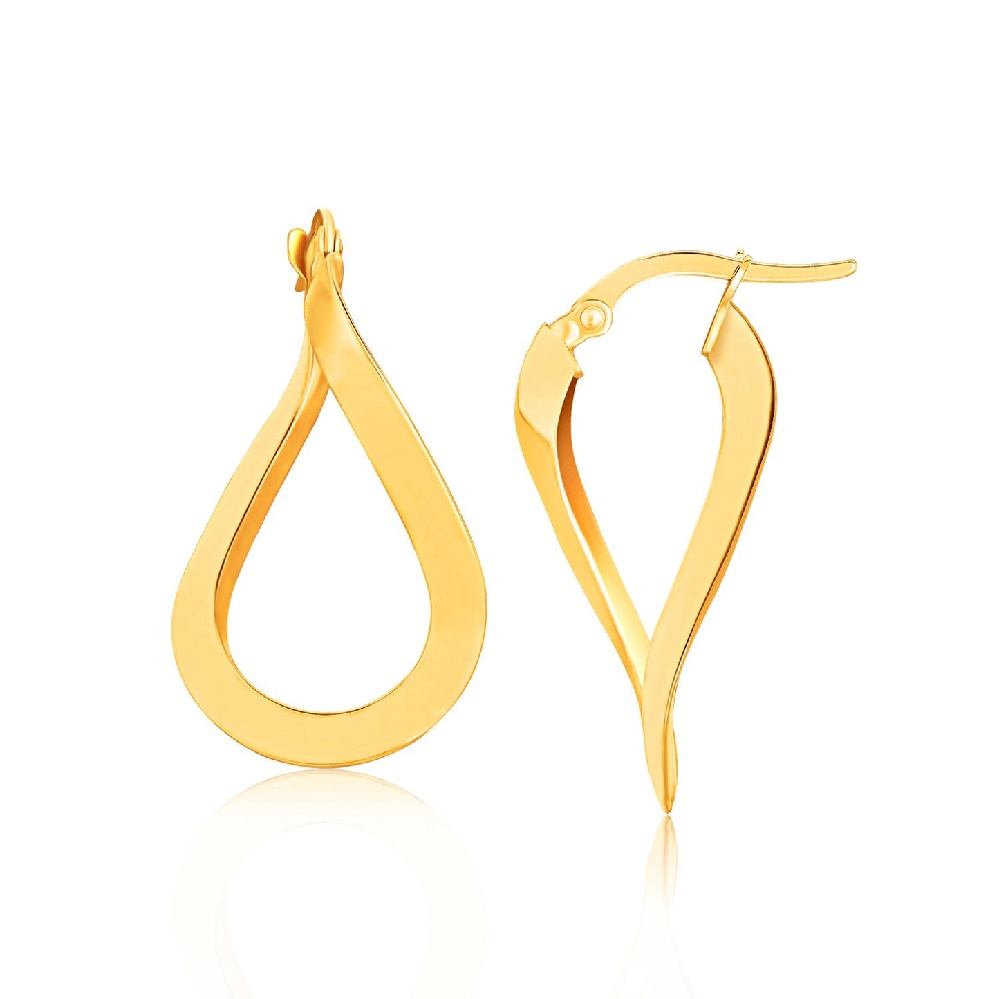 14k Yellow Gold Flat Polished Twisted Hoop Earrings-0