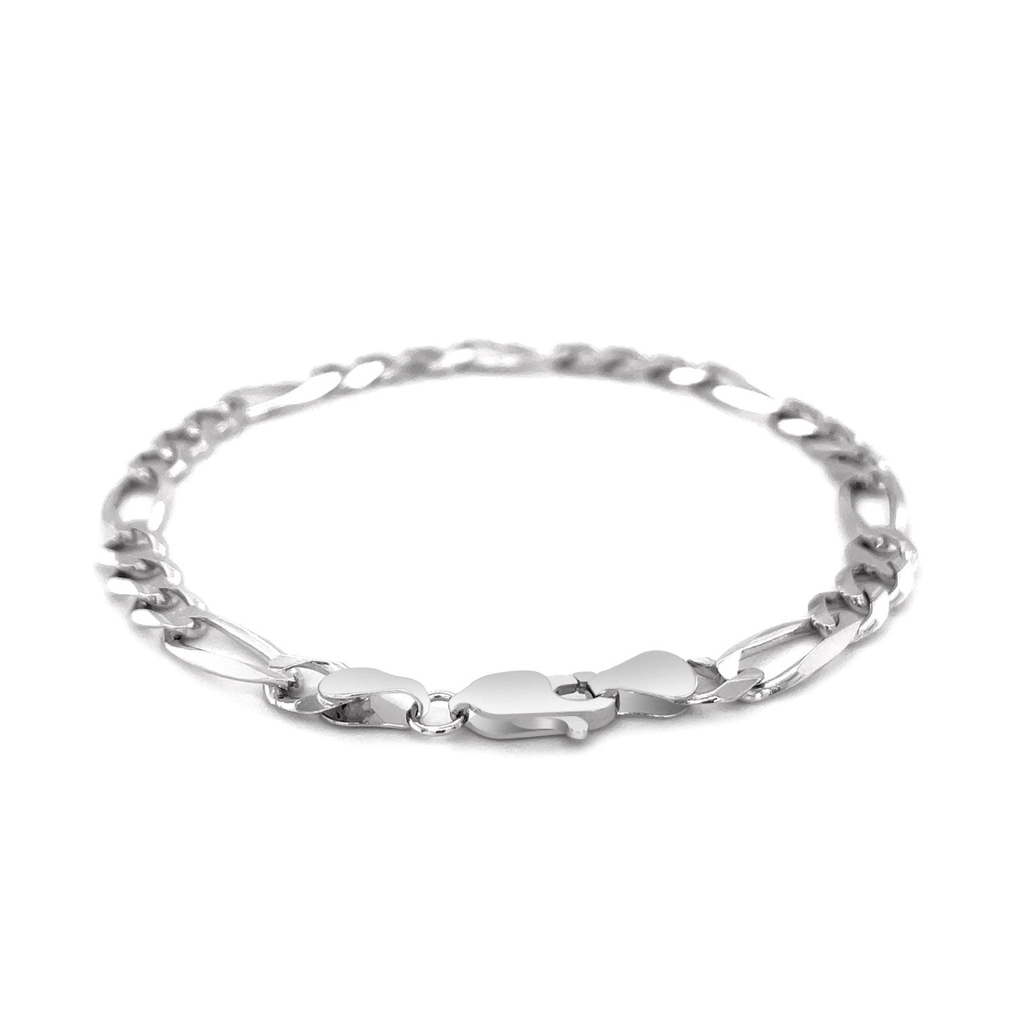 6.0mm 14k White Gold Solid Figaro Bracelet-2