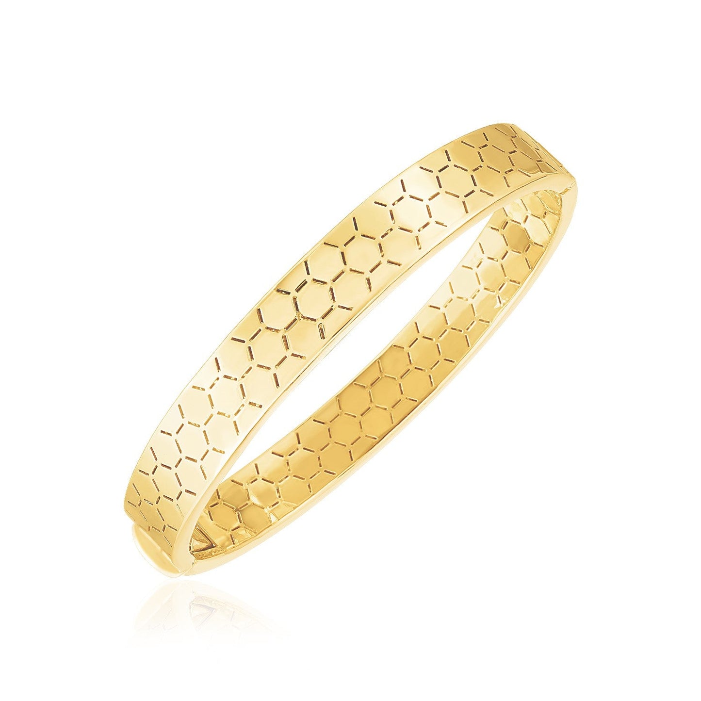14k Yellow Gold High Polish Honeycomb Bangle (8.9mm)-0