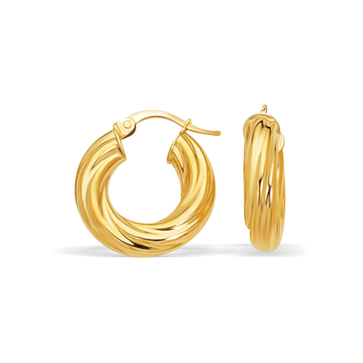 14k Yellow Gold Fancy Twist Hoop Earrings (7/8 inch Diameter)-0