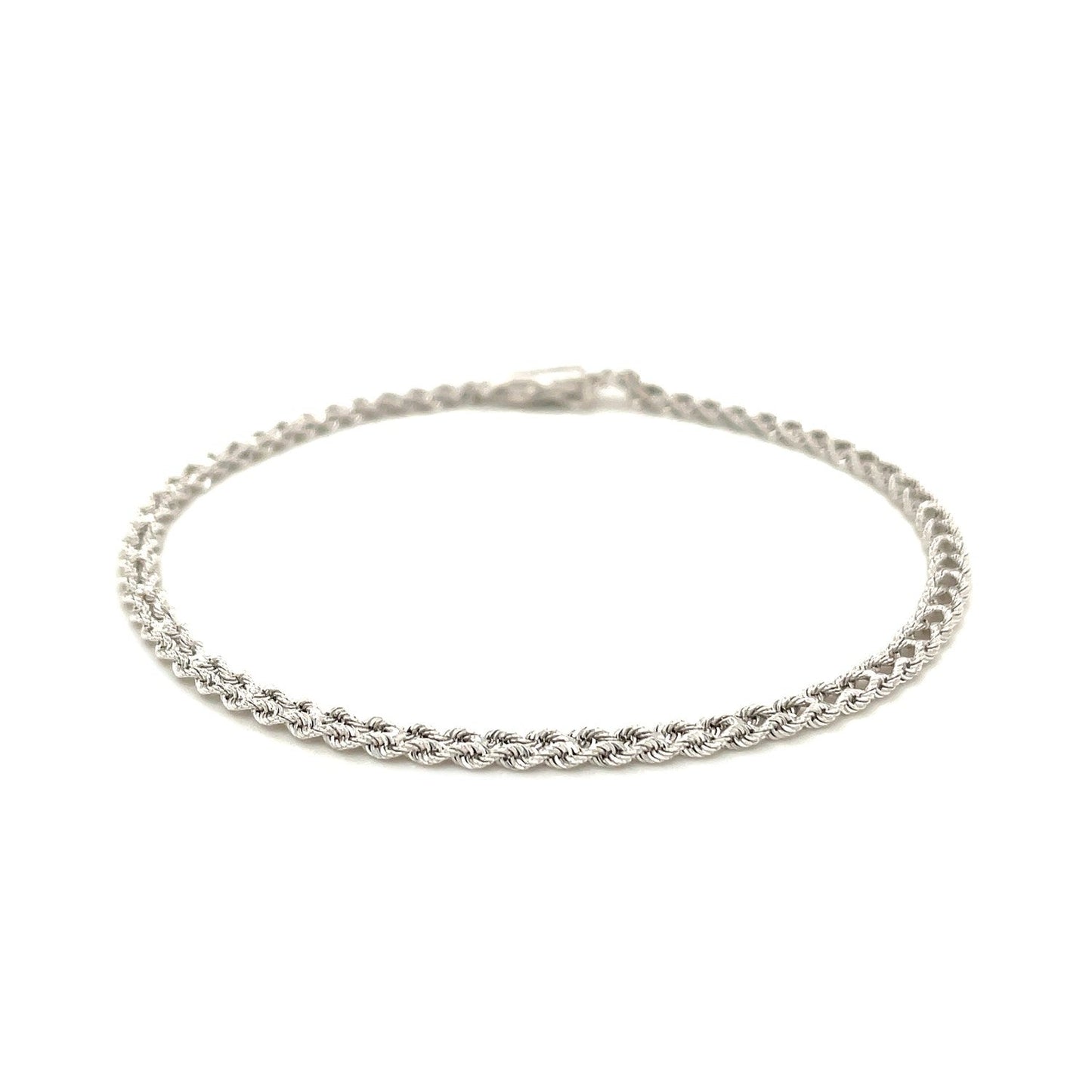 3.0 mm 14k White Gold Two Row Rope Bracelet-2