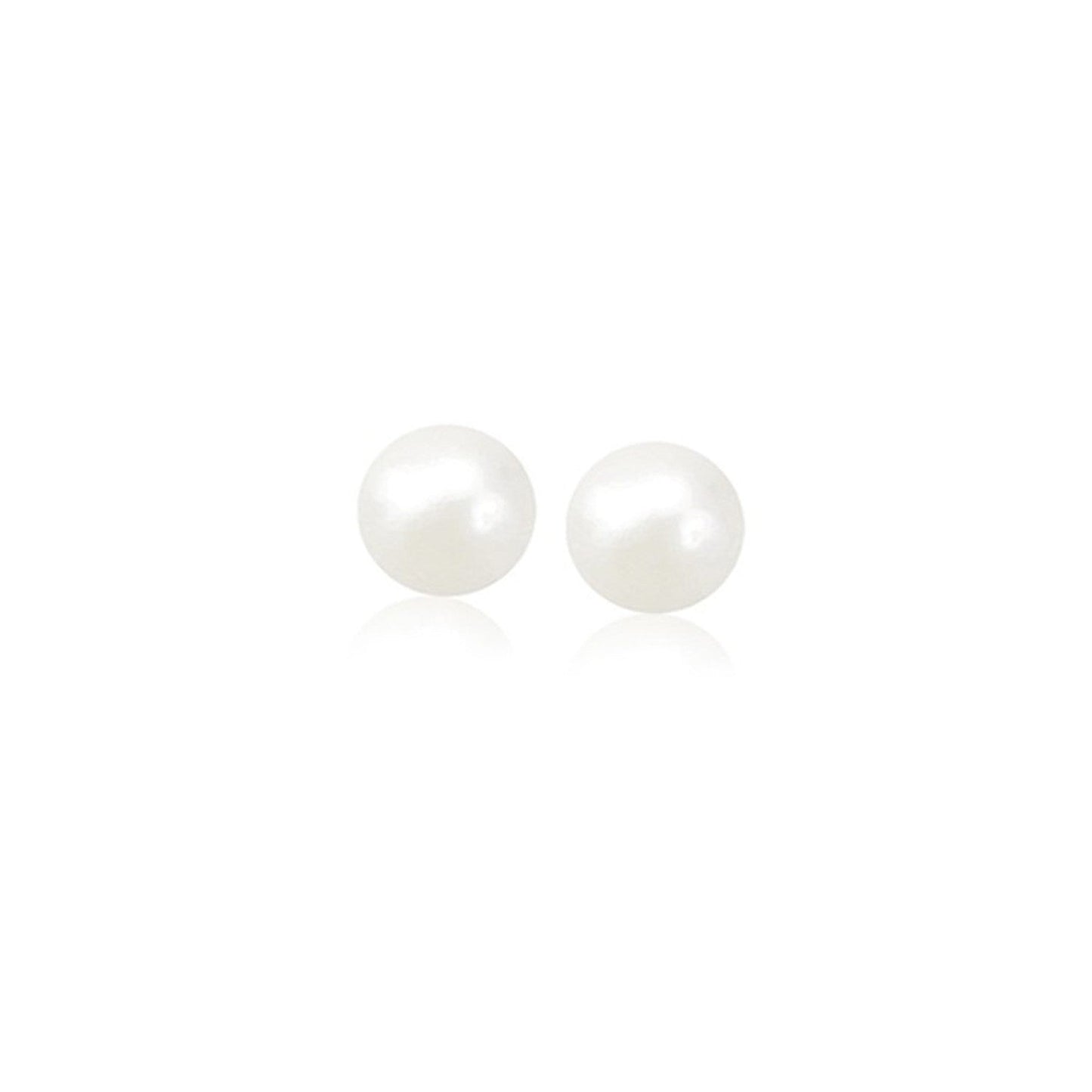 14k Yellow Gold Freshwater Cultured White Pearl Stud Earrings (5.0 mm)-0