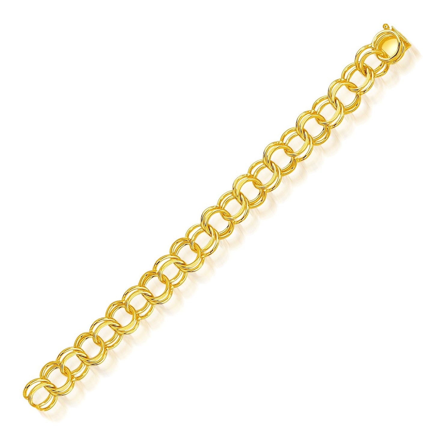 14k Yellow Gold Solid Double Link Charm Bracelet 10.0mm-0