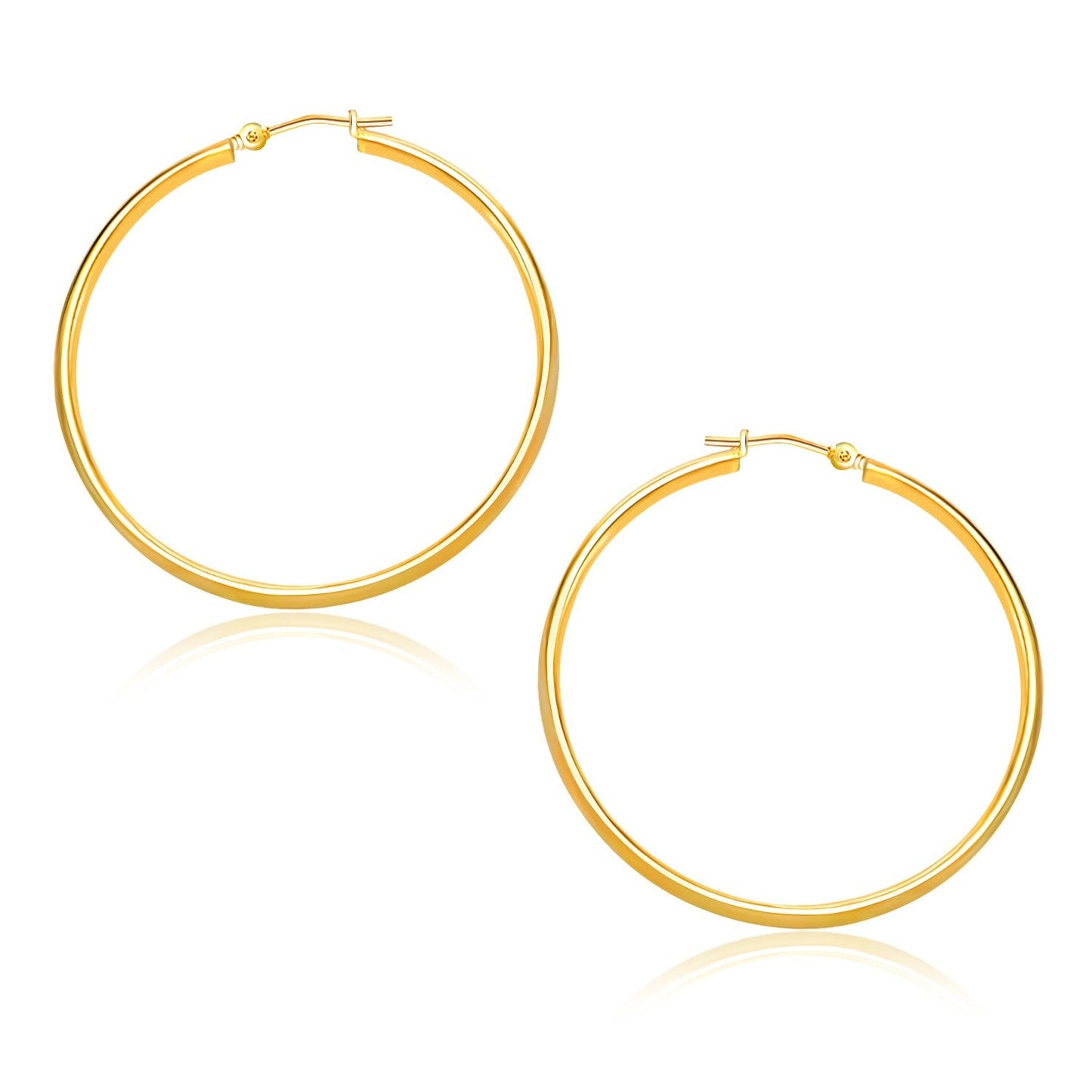 14k Yellow Gold Polished Hoop Earrings (30mm)-0
