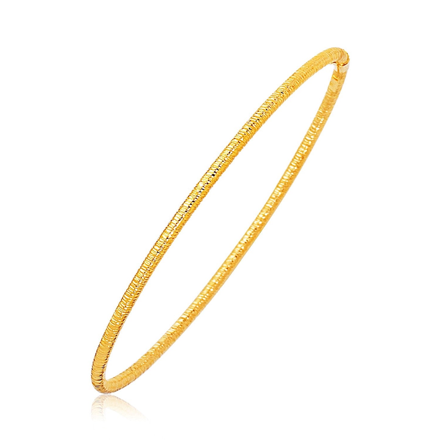 14k Yellow Gold Thin Textured Stackable Bangle-0